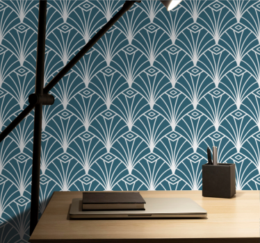 Modern art kék-fehér deco mintás geometrikus tapéta - TenStickers