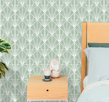 Modern art zöld és fehér deco mintás négyzetmintás tapéta - TenStickers