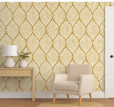 Modern tapéta arany geometrikus levél motívummal - TenStickers