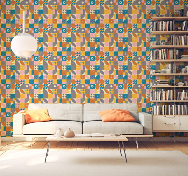 Nappali tapéta retro geometrikus - TenStickers