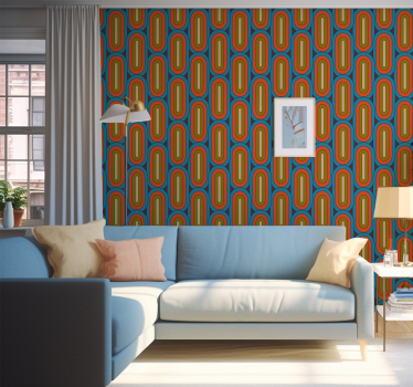 Nappali tapéta retro lekerekített kék - TenStickers