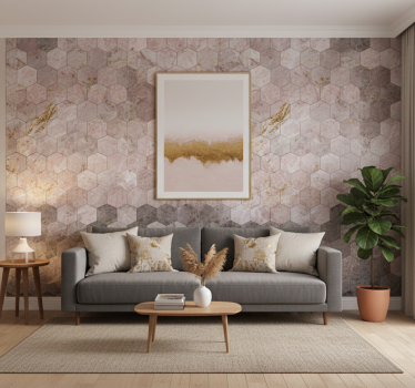 Ombre hatású hatszögmintás tapéta szüret - TenStickers