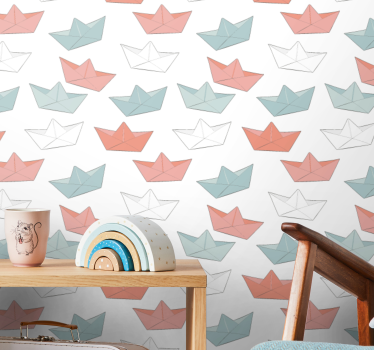 Origami csónak minta Gyerekszoba tapéta - TenStickers