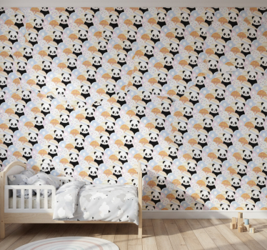 Panda mintás patchwork állatos tapéta gyerekszobába - TenStickers