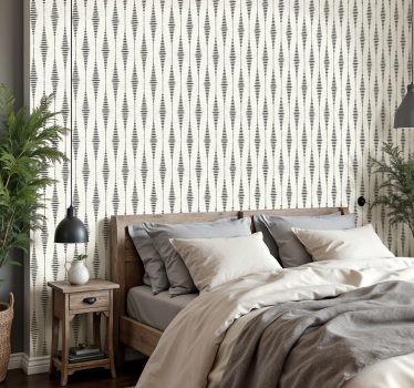 Rabaul ikat szürke és bézs geometrikus tapéta - TenStickers