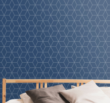 'rasch' texturált geometrikus sötétkék négyzetmintás tapéta - TenStickers