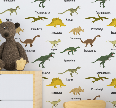 Reális dinoszauruszok nevekkel gyerekek tapéta - TenStickers