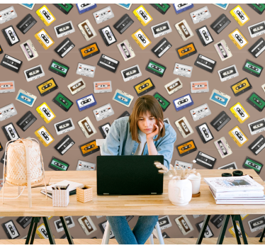 Vintage háttérképek - retro kazettás minta - TenStickers