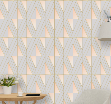 Rózsaszín és szürke art deco stílusú mintás nappali tapéta - TenStickers