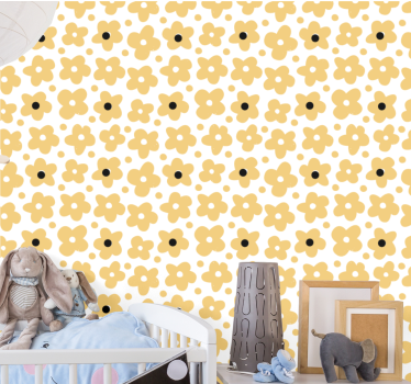 Sárga egyszerű motívum Tapéta Virágok - TenStickers