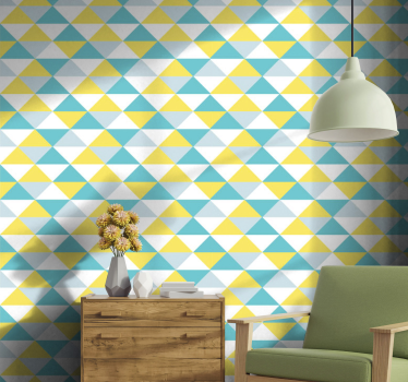 Sárga és kék árnyalatú geometriai csempe hatású háttérkép - TenStickers