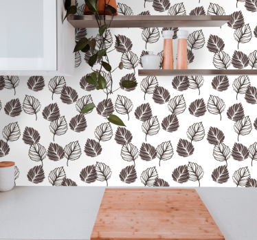 Barna és míg botanikai motívum Tapéta levelek - TenStickers