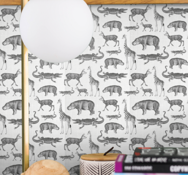 Szafari állatok és fák szegély gyerekeknek tapéta - TenStickers