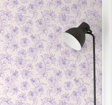 Elegáns lila minta tapéta virágok - TenStickers