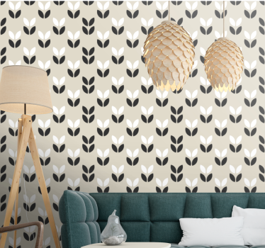 Szimmetrikus levélminta Tapéta Geometriai - TenStickers