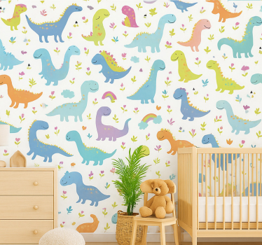 Színes dinoszaurusz gyerekszoba tapéta - TenStickers