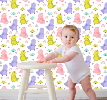 Színes dinoszaurusz mintás tapéta hálószobához - TenStickers