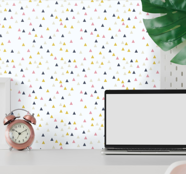 Színes minimalista fehér design Tapéta háromszögek - TenStickers