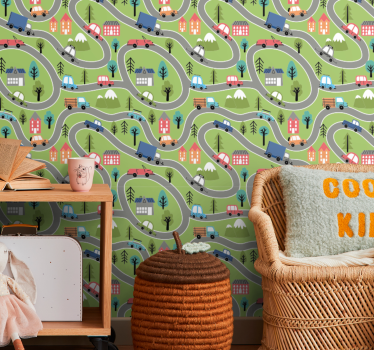 Színes utca versenyautók gyerekek tapéta - TenStickers