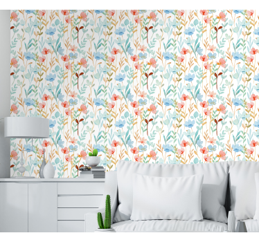 Aquarella minimalista minta Tapéta Virágok - TenStickers
