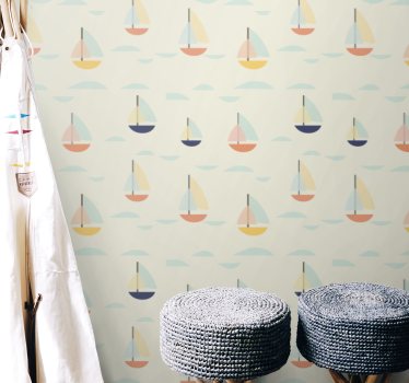 Színes vitorlás mintás baba tapéta - TenStickers