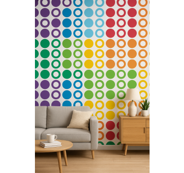 Szivárványos színek körök tapéta geometriai - TenStickers