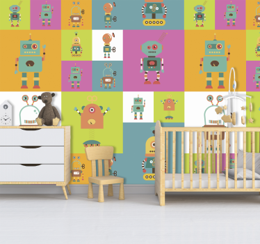 Szórakoztató robotok gyermek hálószoba tapéta - TenStickers