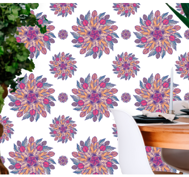 Szürke és piros mandala virág természet háttérkép - TenStickers