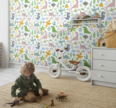 Tapéta Dinoszauruszok scandináv dinoszaurusz minta - TenStickers