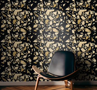 Terrazzo stílusú fekete arany kortárs tapéta - TenStickers