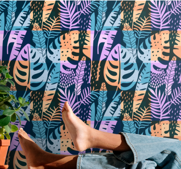 Tropical színes művészet tapéta levelek - TenStickers