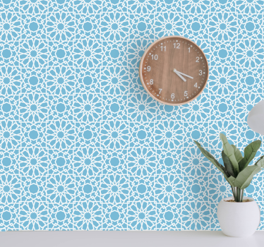 Világoskék geometriai fehér vonalakkal tapéta - TenStickers