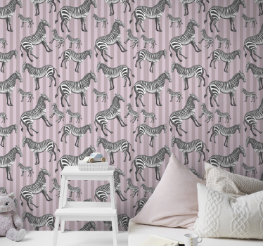 Vintage zebra illusztráció hűvös állat háttérkép - TenStickers