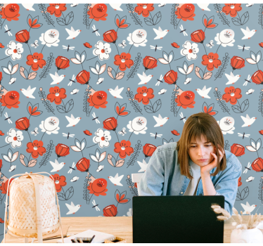 Virágmintás részlet Tapéta Virágok - TenStickers