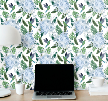 Virágos kolibri design Tapéta Virágok - TenStickers