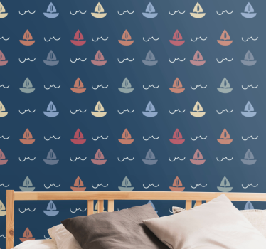 Vitorlás mintás gyerekek tapéta - TenStickers