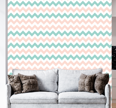 Zöld és rózsaszín chevron modern háttérkép - TenStickers