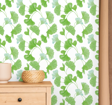 Zöld ginkgo levelek kortárs tapéta - TenStickers